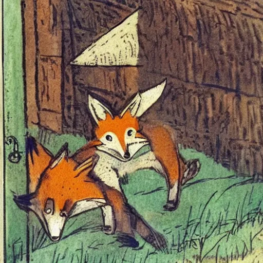 Image similar to story about a cute fox illustrated by Edward Ardizzone