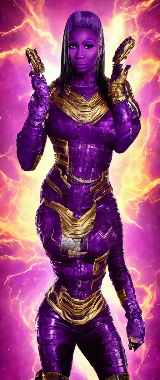 Prompt: nicki minaj in the style of thanos