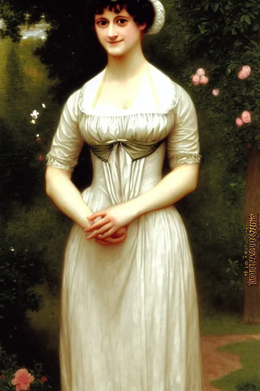 Prompt: jane austen in rich dress, painting by rossetti bouguereau, detailed art, artstation