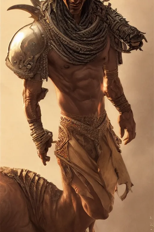 Image similar to ultra realistic illustration, a half man, half camel warrior from baldurs gate and diablo, intricate from baldurs gate, elegant, highly detailed, digital painting, artstation, concept art, smooth, sharp focus, illustration, art by artgerm and greg rutkowski and alphonse mucha