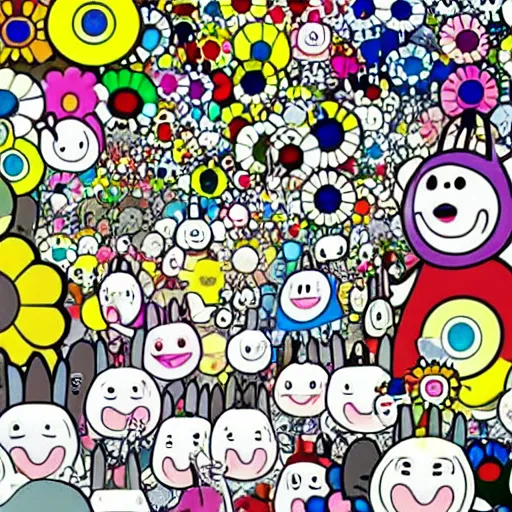 Prompt: moomin cartoon, Finnish cartoon, anime, anime key art, takashi murakami