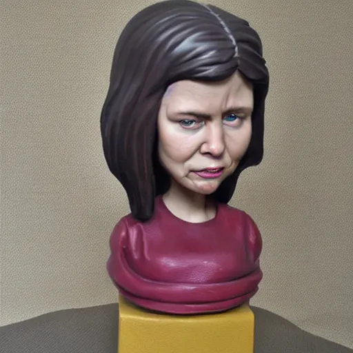 Image similar to realistic bobble head portrait sculpture of angry girl angel