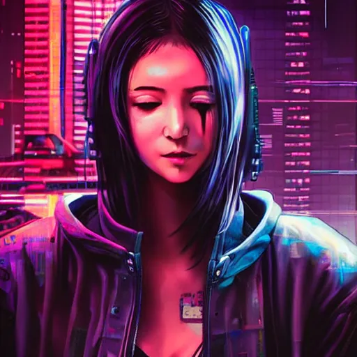 Prompt: “high detail picture of a Cyberpunk girl, digital art, concept art, neon colors, high contrast, sharp focus, hiperrealist, photorealist, Artstation HQ, DeviantArt, cybernetics, techwear, urban samurai, netrunner, Shadowrun, Cyberpunk 2077, Deus Ex, Eddy Shinjuku, Rene Gorecki, Yulin Li, 4k UHD, Unreal Engine 5”