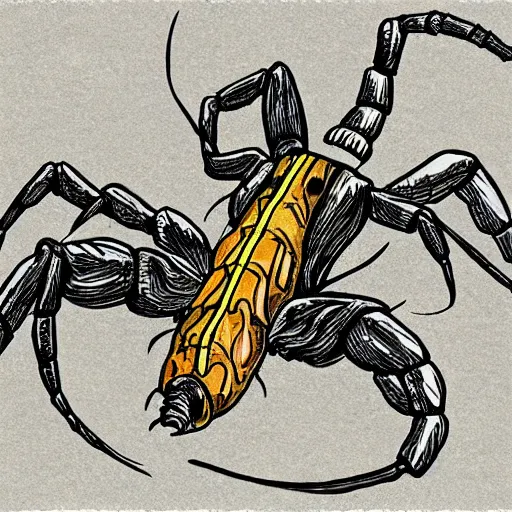 Image similar to a cartoon scorpion in studio ghibli artstyle