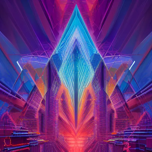 Image similar to matte painting of the sacred geometry of cyberpunk, brilliant colors, extremely detailed, very very detailed, in the style of alena aenami by Alex grey, HD, 4k, 8k