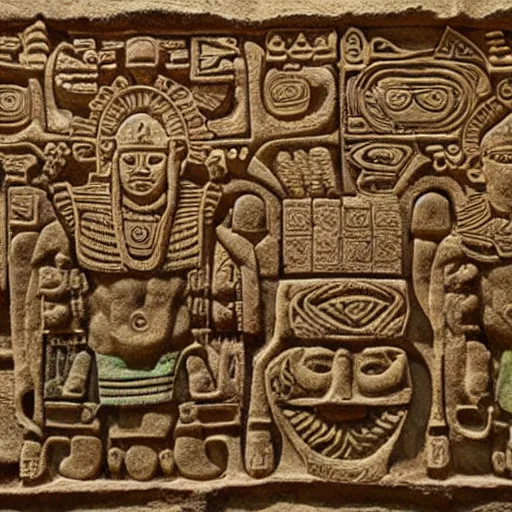 Prompt: ultradetailed normalmap of a mayan relief