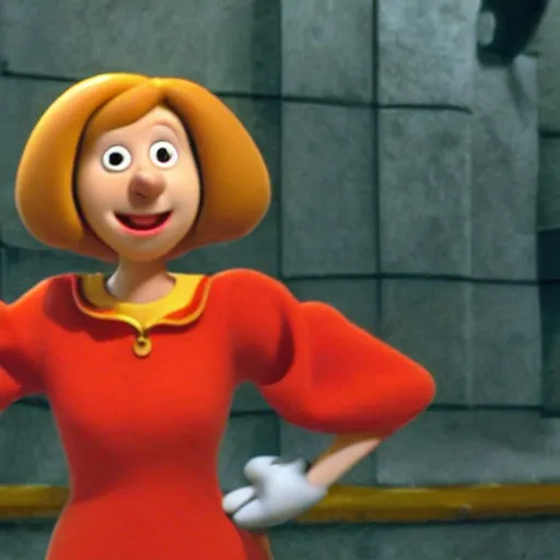 Prompt: still of velma from wallace and gromit