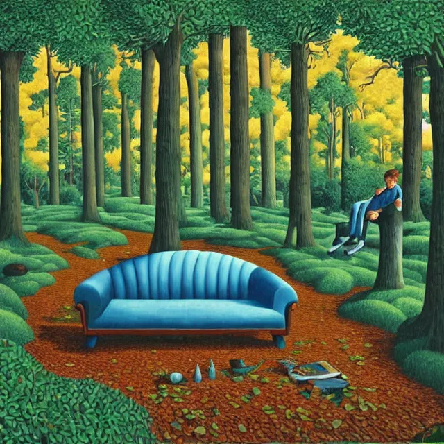 Image similar to a couch in the forest by rob gonsalves