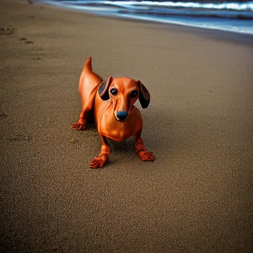 Image similar to Crustacean dachshund on the beach, National Geographic photograph