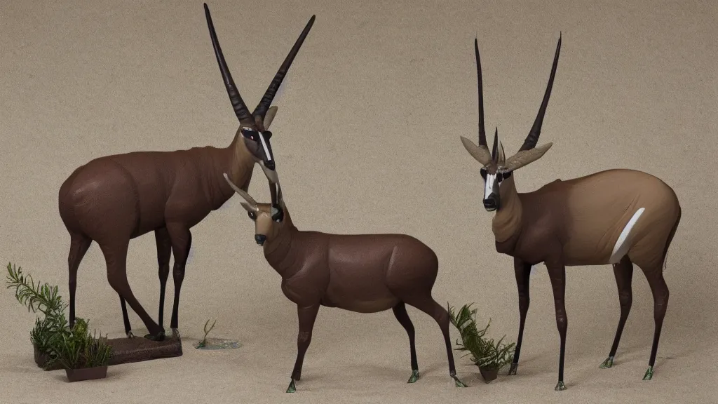 Image similar to smutpunk worshipful gemsbok diorama