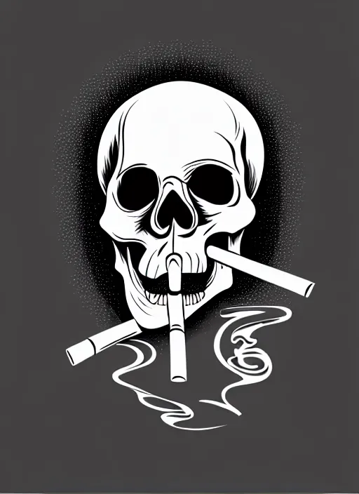 Image similar to a vector illustration of a smoking skull