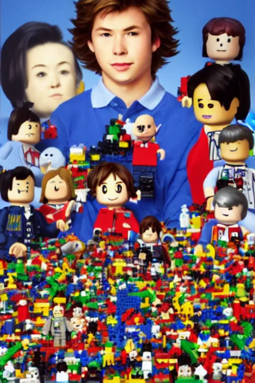 Image similar to a detailed portrait of chris - chan ( christian weston chandler ) wearing a red and blue longsleeve polo shirt, surrounded by legos and amiibos by caravaggio