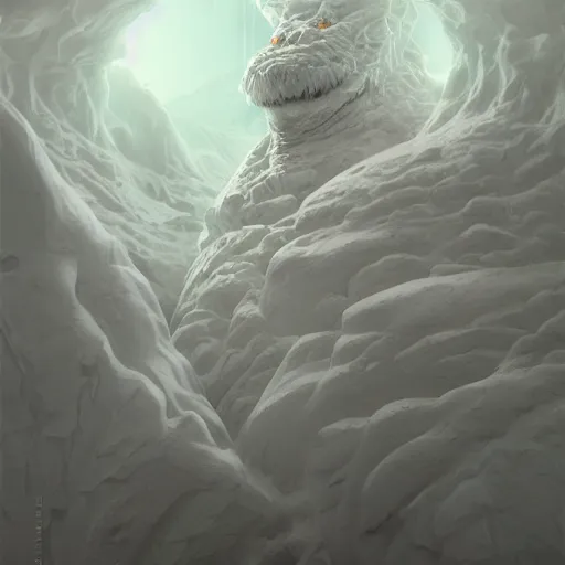 Image similar to A monster in the Arctic covered in snow, fractal Lighting, by Stanley Artgerm Lau, WLOP, Rossdraws, James Jean, Andrei Riabovitchev, Marc Simonetti, and Sakimichan, trending on artstation