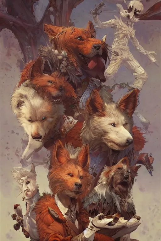 Prompt: portrait of the dogfolk cursed by the flute by artgerm and Craig Mullins, James Jean, Andrey Ryabovichev, Mark Simonetti and Peter Morbacher 16k