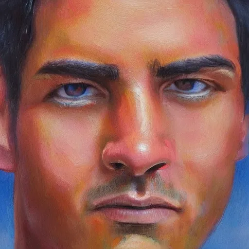 Image similar to Human face, Male, Oil painting, Highly detailed, colour