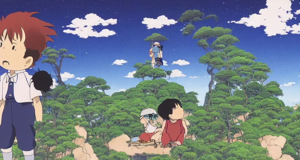 Image similar to the two complementary forces that make up all aspects and phenomena of life, by Studio Ghibli