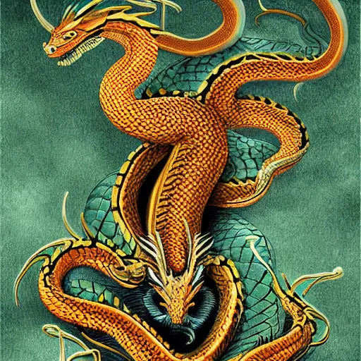 Prompt: A chimeric hybrid between a snake, dragon, and scorpion, digital art, detailed