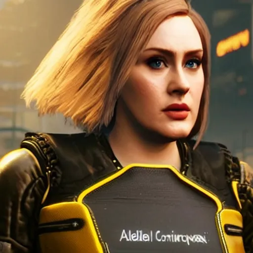 Prompt: an in-game screenshot of Adele in Cyberpunk 2077