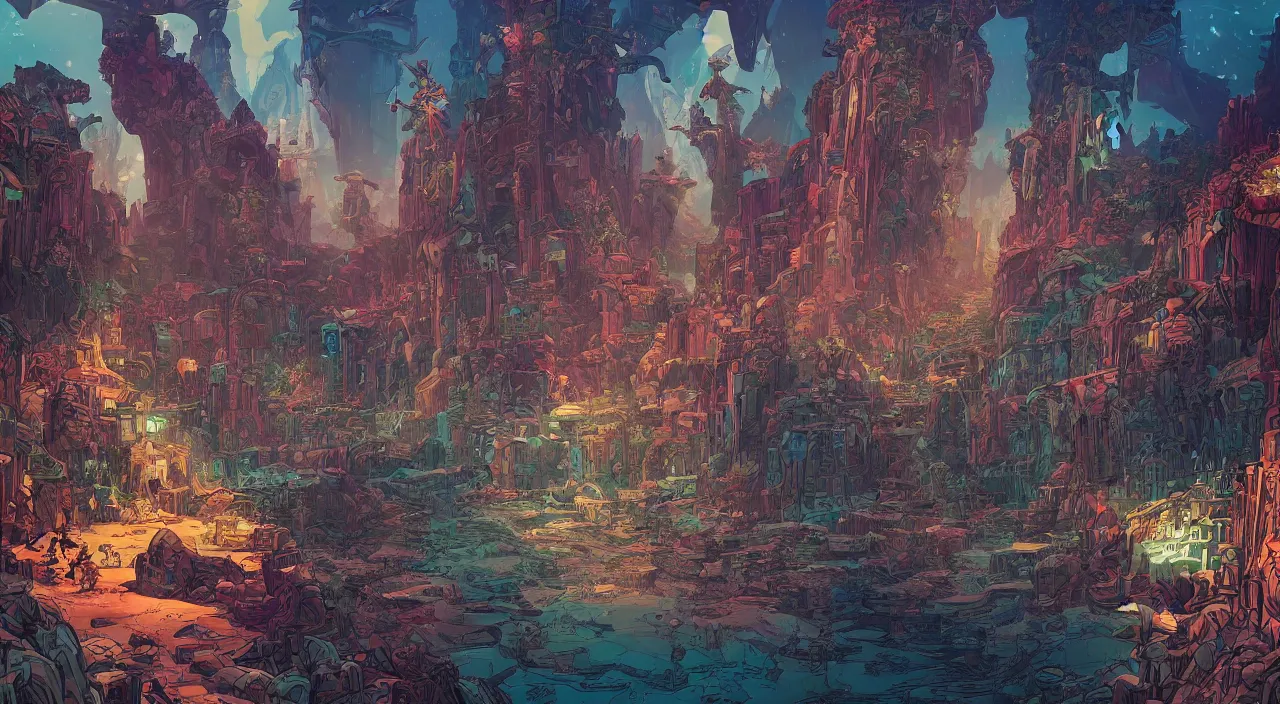 Image similar to vector wonderland bazaar zouk old egypt sky shine epic fantasy painting photoshop that looks like it is from borderlands and by feng zhu and loish and laurie greasley, victo ngai, andreas rocha, john harris