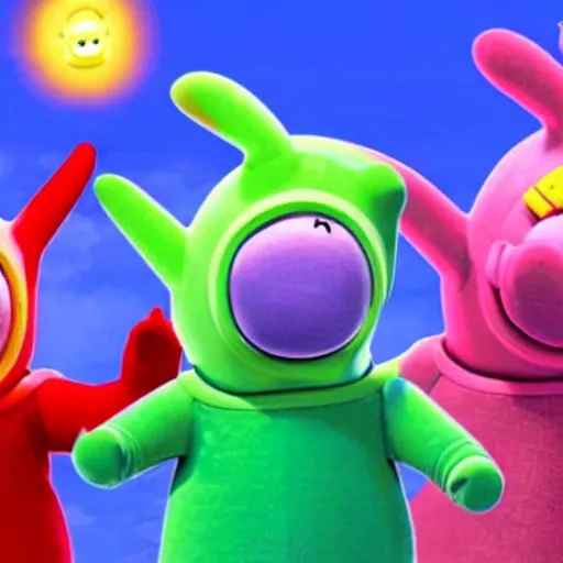 Image similar to The teletubbies on Super Smash bros ultimate, Nintendo switch