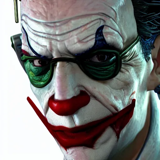 Image similar to cinematic head shot of gordon freeman as the joker, 8 k, very detailed, very intricate,