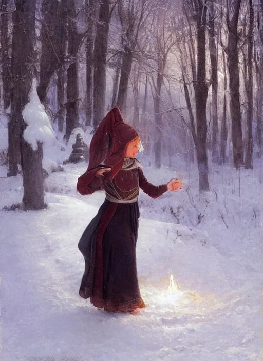 Prompt: a mage casting a frost spell by emile munier