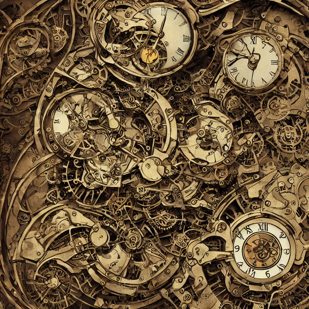 Image similar to steampunk, clock, time , high quality, high details, high detail photo,digital art,