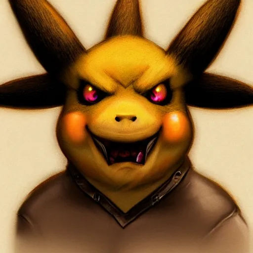 Prompt: A troll Pikachu, portrait artwork by World of Warcraft , arstation,