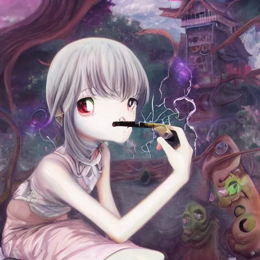 Anime Girl Smoking [Retrowave]