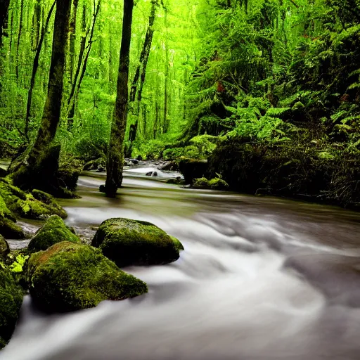 Prompt: river in forest