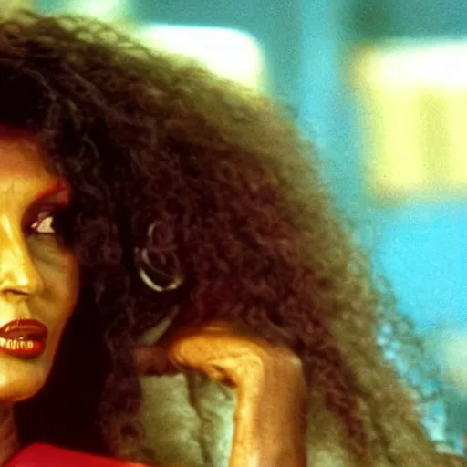 Prompt: still of pam grier as storm in the x - men ( 1 9 8 3 )