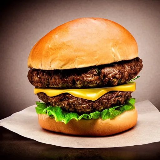 Prompt: the most disgusting hamburger you can imagine, professional food photography, very detailed, studio lighting