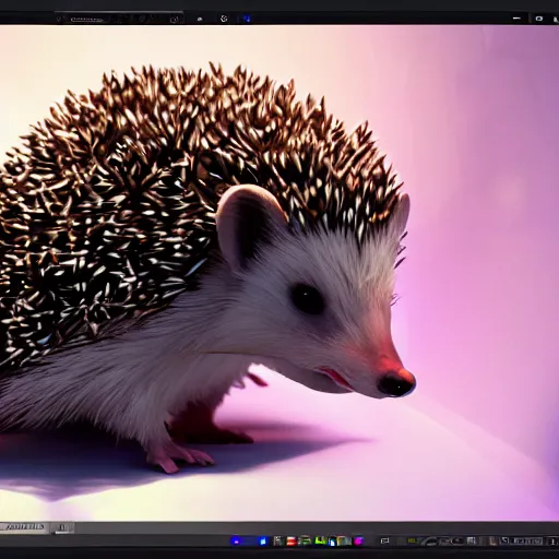 Prompt: hedgehog coding on a pc, realistic cinematic, volumetric lighting, centered, symmetrical, sharp focus, digital painting, mystical art, smooth, trending on Artstation, 4k