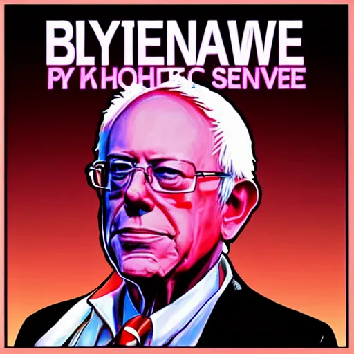 Image similar to synthwave bernie sanders