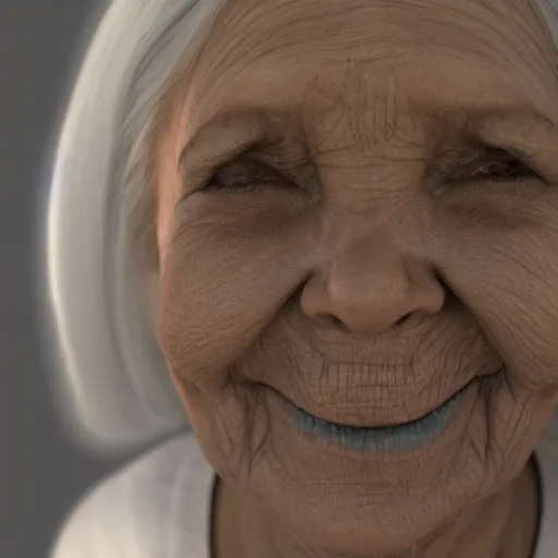 Image similar to Old woman, selfie, bright flash, front view photography, selfie photography, 8k, photorealism