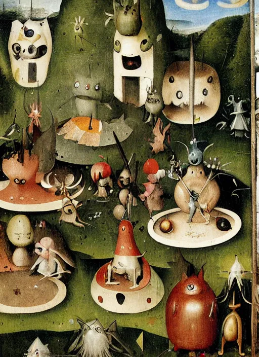 Prompt: detail of the Garden of Pokemon Delights, by hieronymus bosch