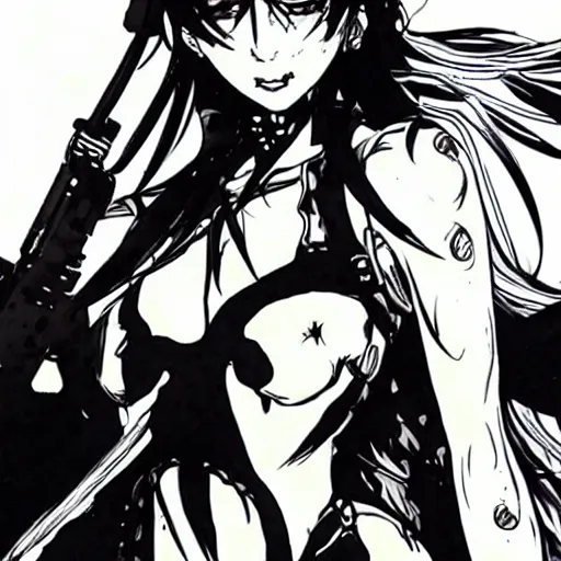 Image similar to ☠🦢☢ beautiful monster girl, yoji shinkawa