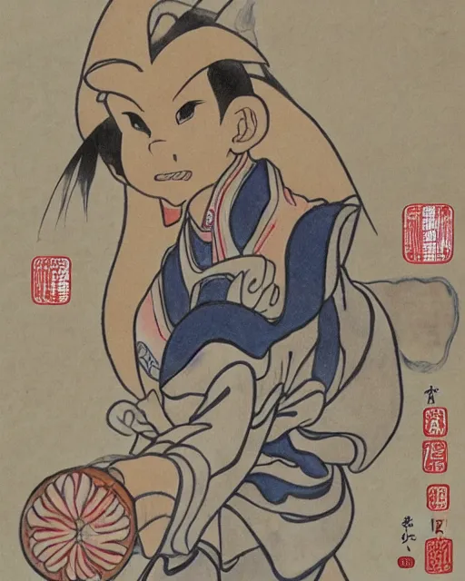 Prompt: Omashu from Avatar, traditional Chinese art