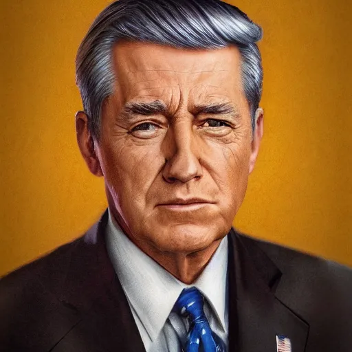 Image similar to film still photo portrait of the president of the united states in 2 0 6 9, realistic, hyperrealistic, 8 k resolution, hd quality, very detailed, highly detailed, intricate details, real life, real world, trending on artstation, digital art, really realistic, very realistic, headshot, head in frame, photograph, portrait