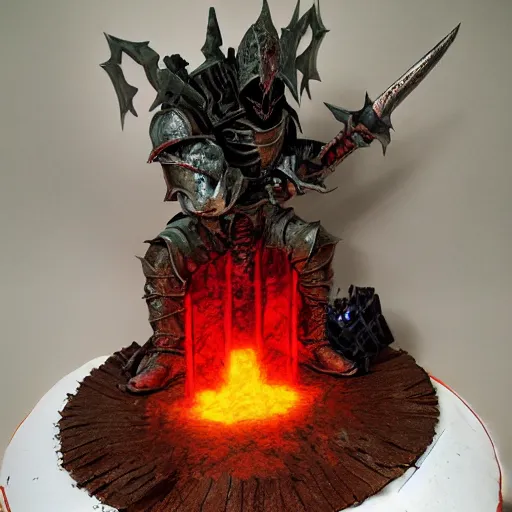 Prompt: cake as a dark souls boss by Eric Joyner