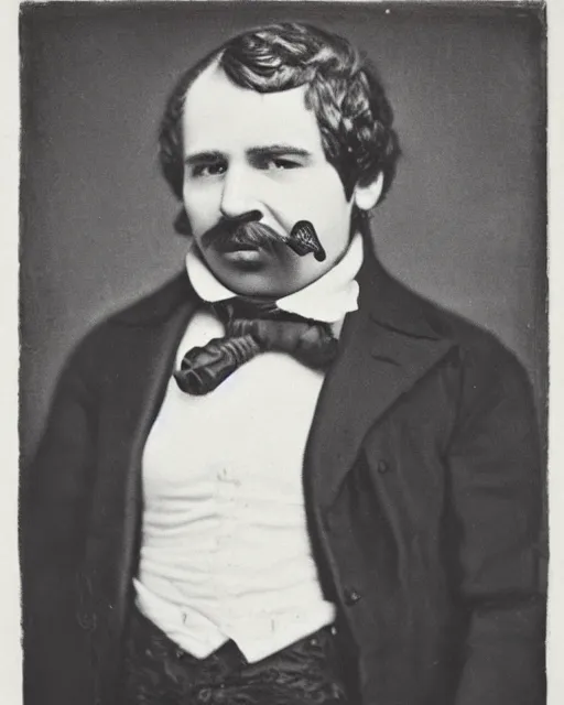 Image similar to portraits of anthropomorphic robot in black tie suit by Louis Daguerre