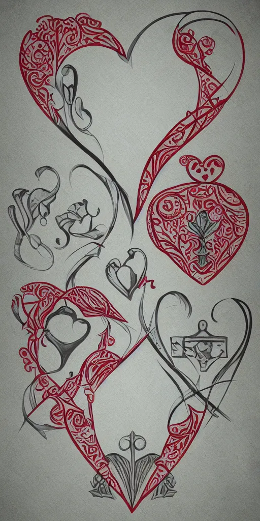 Prompt: gentle femdom, gfd logo, card back template, entwined hearts and spades, stylized, game asset