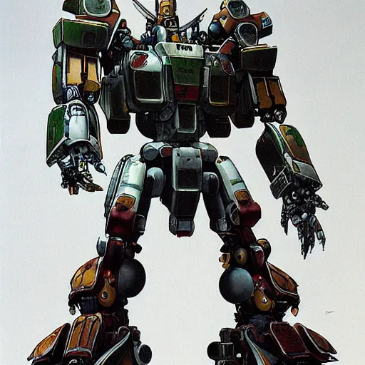 Prompt: ファイフスター 物 語, full body mega mech by mamoru nagano