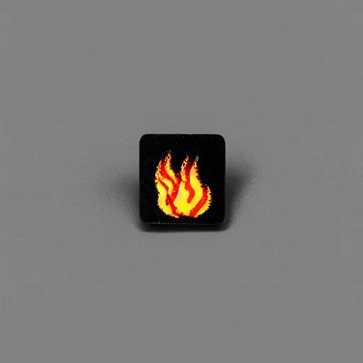 Image similar to a photo of a retro 1 9 7 0 s minimalistic clean fire flames warning enamel pin, studio lighting, behance