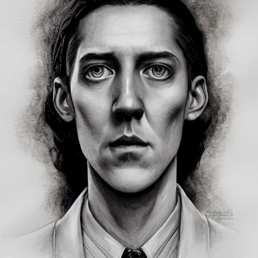 Prompt: h. p. lovecraft character portrait, lean face, cinematic lighting, glowing grey eyes, hyper - detailed, 4 k, high resolution, in the style of charlie bowater, tom bagshaw, single face, symmetrical, headshot photograph, insanely detailed and intricate, beautiful, elegant, watercolor, cinematic, portrait, raphaelite, headroom, pierre - auguste renoir