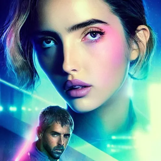 Image similar to giant pink hologram joi from blade runner 2 0 4 9 played by ana de armas, neo noire