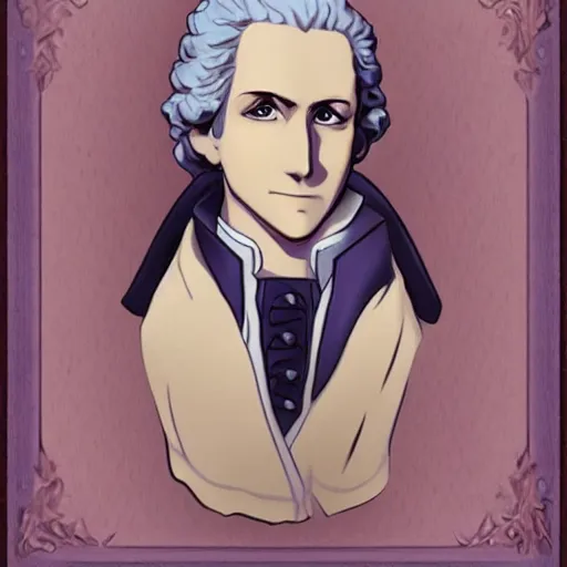 Image similar to anime! George Washington, portrait, Violet Evergarden style!