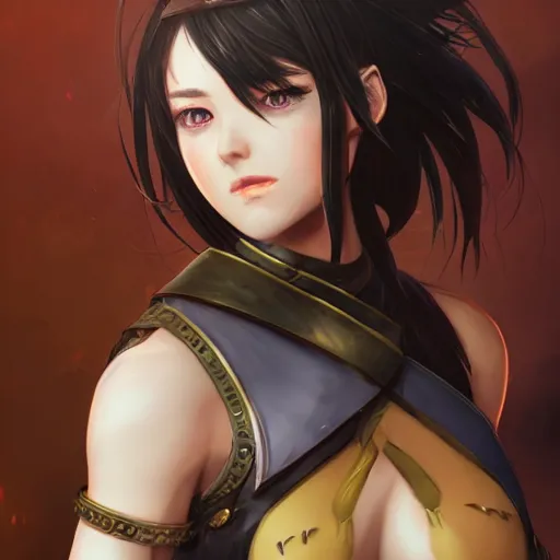 Image similar to a female warrior, character art portrait, anime key visual, official media, illustrated by wlop, extremely detailed, 8 k, trending on artstation, cinematic lighting, beautiful