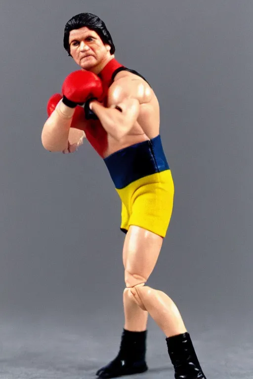 Prompt: volodymyr zelenskyy as a 1 9 8 0 s wrestling action figure