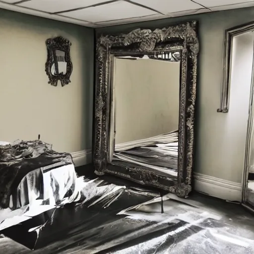 Prompt: a spooky room with infinite mirrors